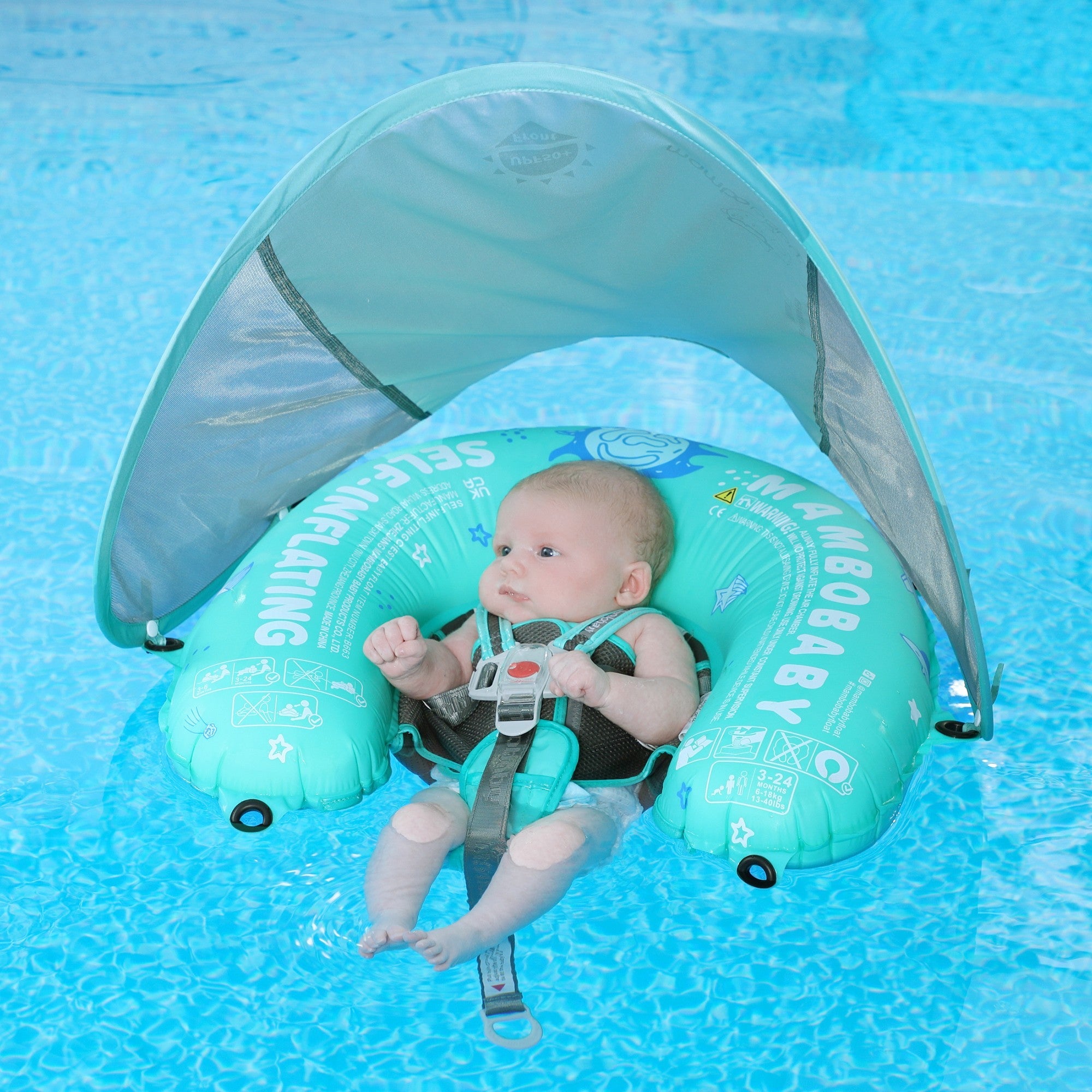 Mambobaby Float Self-Inflating Floating Bed with Canopy