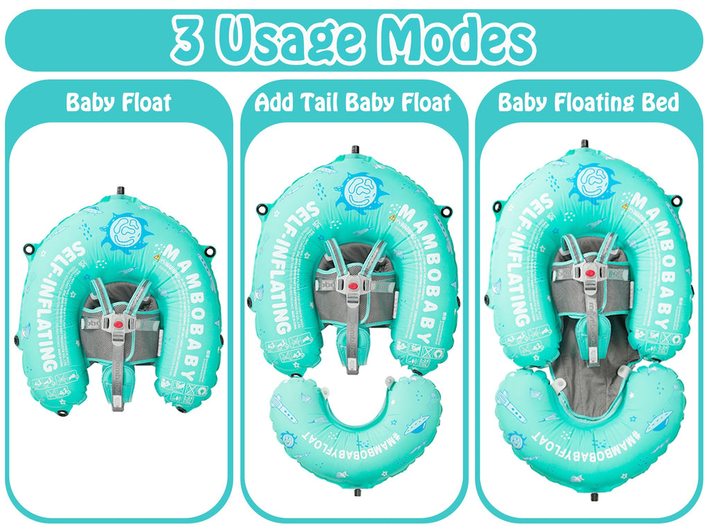 Mambobaby Swim Self-Inflating Floating Bed with Canopy and Tail