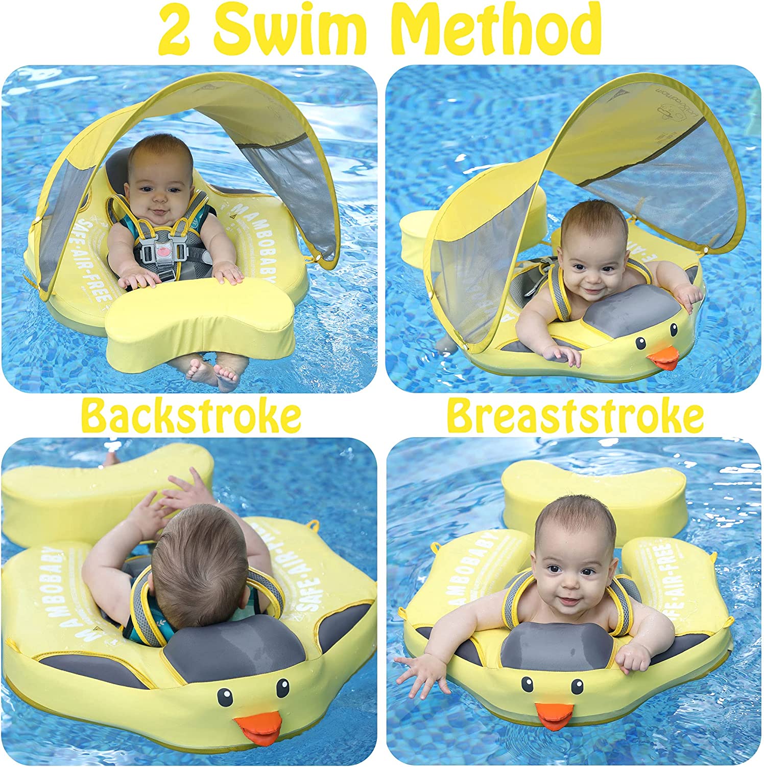 Mambobaby Float with Canopy and Tail Yellow Duck